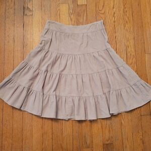 Guess 24 Skirt Tan Corduroy Tiered Ruffle Boho Western Prairie 90s Y2K Modest